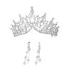 Beatifufu Stunning Rhinestone Tiara Crown Earring Set Wedding Hairpiece Hair Vine Earrings for view 1