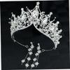 Beatifufu Stunning Rhinestone Tiara Crown Earring Set Wedding Hairpiece Hair Vine Earrings for view 3