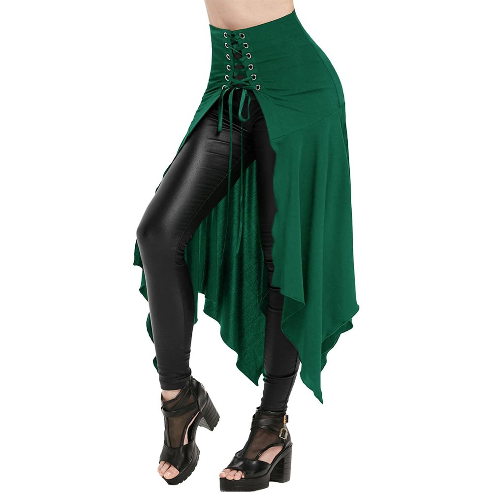 Women's Victorian Lolita Skirt Lace-up Big Split Retro Skirt Steampunk Retro Victorian Punk Skirt Victorian Lolita Skirt