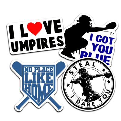 I Love Umpires Sticker, I Got You Blue Sticker, Baseball Catcher Stickers 4 Pcs 3"