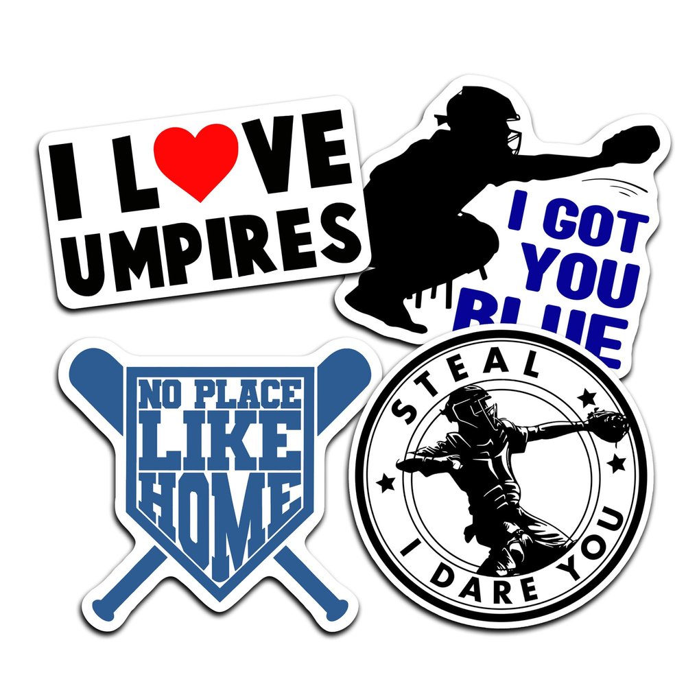 I Love Umpires Sticker, I Got You Blue Sticker, Baseball Catcher Stickers 4 Pcs 3"