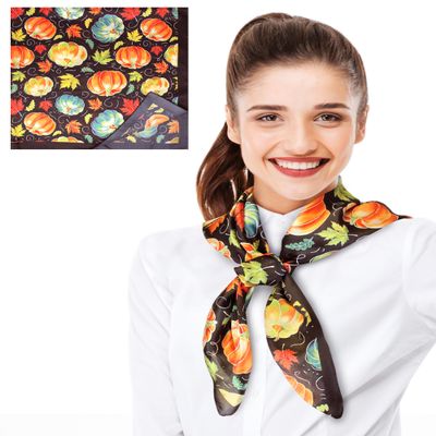 CBC Crown Halloween Theme Scarf Pumpkin Pattern Halloween Theme Scarf (Black - Pumpkin Patch - 35" x 35")