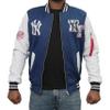 Mens Vintage NY Basketball Polyester Jacket - MA-1 Bomber with PU Leather Sleeves view 1