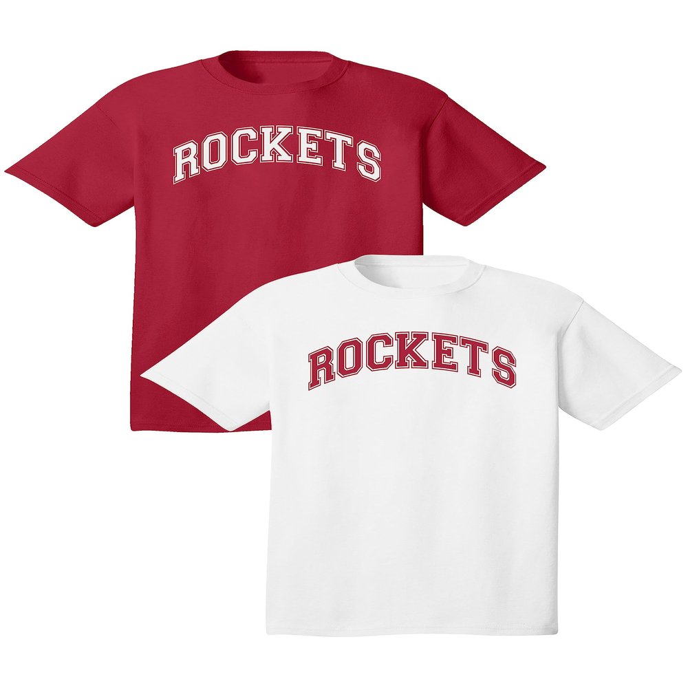 Fashion Greek TCTG School Mascot T-Shirt Rockets Red/White Medium Short Sleeve 2-Pack