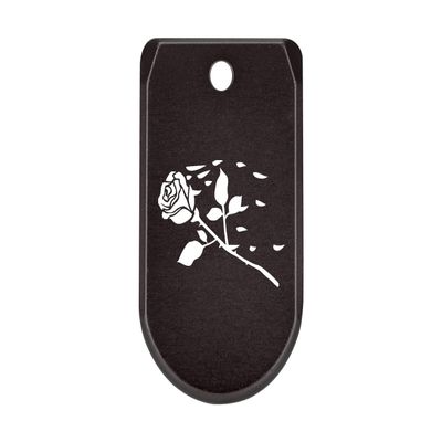 NDZ Performance Magazine Base Plate with Finger Extension for Sig P365 .380 ACP Rose Swoosh Petals Black Anodized Aluminum Made in USA