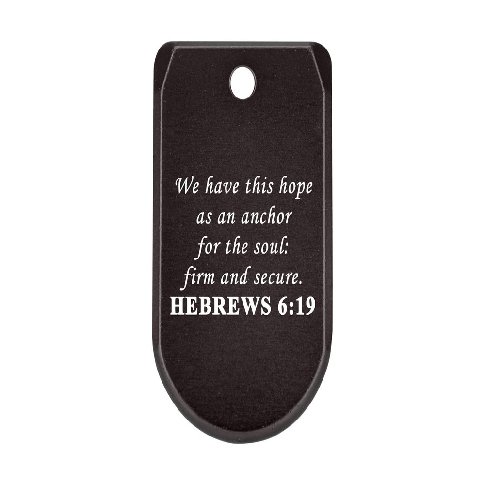 NDZ Performance Magazine Base Plate with Finger Extension for Sig P365 .380 ACP  Bible Hebrews 6:19  Black  Anodized Aluminum  Made in USA
