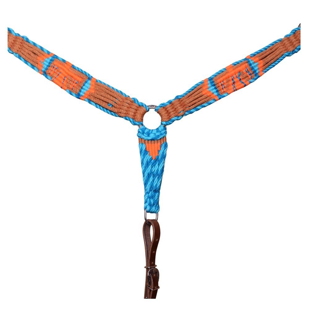HILASON Western Wool Breast Collar Tack Turquoise & Brown | Horse Leather for Horses