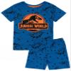 Jurassic World Boys Pajama Set | Kids Blue Short Sleeve T-Shirt & Shorts Loungewear PJs Outfit Bundle | Dinosaur Movie Gift view 1