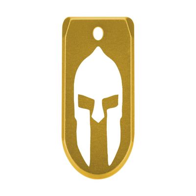 NDZ Performance Magazine Base Plate with Finger Extension for Sig P365 .380 ACP  Spartan Helmet 1  Gold  Anodized Aluminum  Made in USA