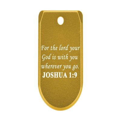 NDZ Performance Magazine Base Plate with Finger Extension for Sig P365 .380 ACP  Bible Joshua 1:9  Gold  Anodized Aluminum  Made in USA
