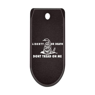 NDZ Performance Magazine Base Plate with Finger Extension for Sig P365 .380 ACP  Don't Tread On Me Liberty and Death  Black  Anodized Aluminum  Made in USA