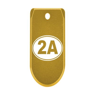 NDZ Performance Magazine Base Plate with Finger Extension for Sig P365 .380 ACP  2A Second Amendment Emblem  Gold  Anodized Aluminum  Made in USA