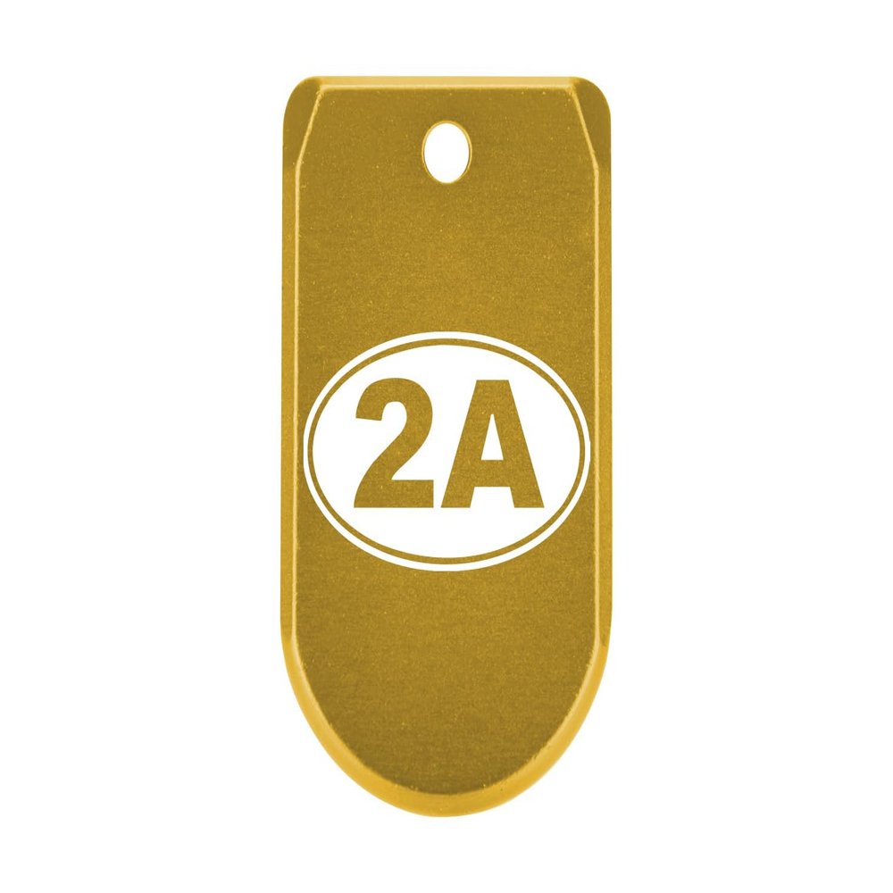 NDZ Performance Magazine Base Plate with Finger Extension for Sig P365 .380 ACP  2A Second Amendment Emblem  Gold  Anodized Aluminum  Made in USA