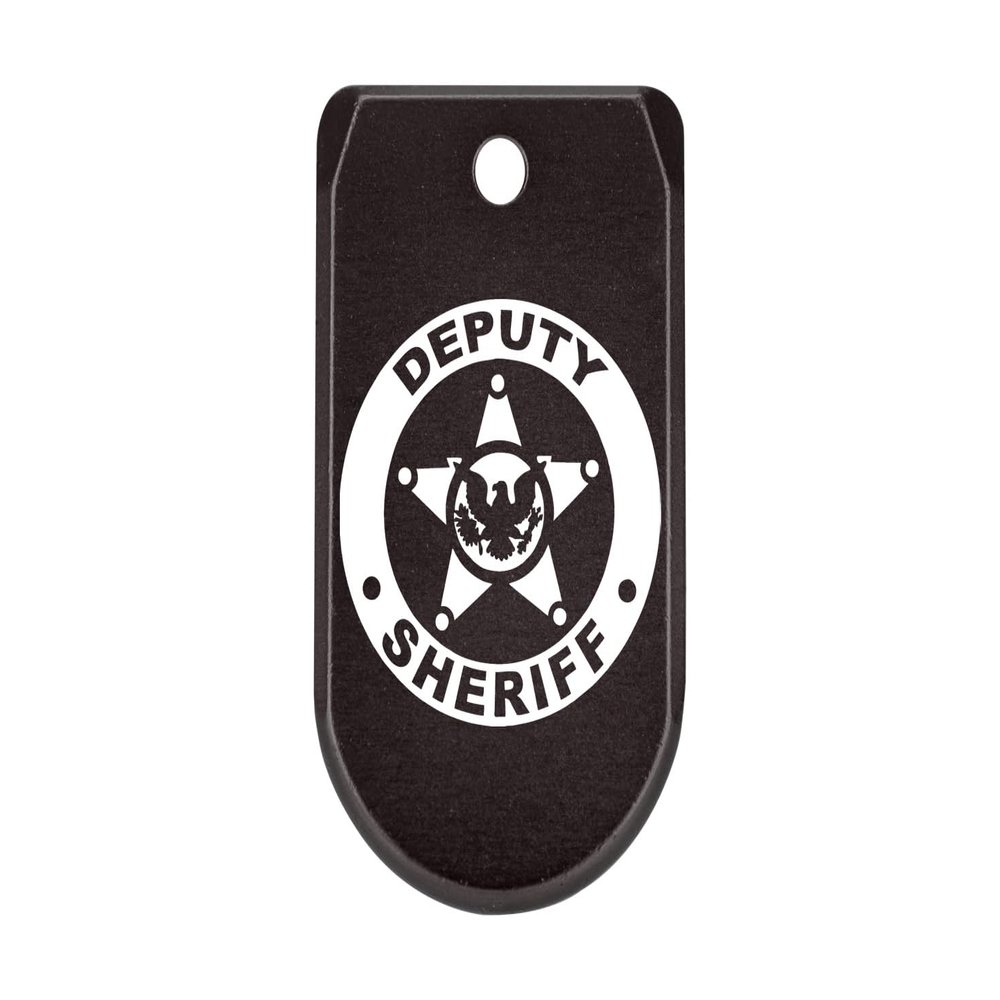 NDZ Performance Magazine Base Plate with Finger Extension for Sig P365 .380 ACP Deputy Sheriff Eagle Logo Black Anodized Aluminum Made in USA