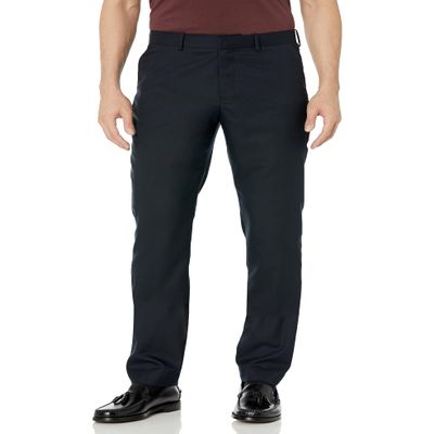 Isaac Mizrahi Men's Slim Fit Solid Textured Pant Navy