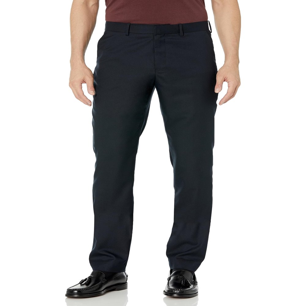 Isaac Mizrahi Men's Slim Fit Solid Textured Pant Navy