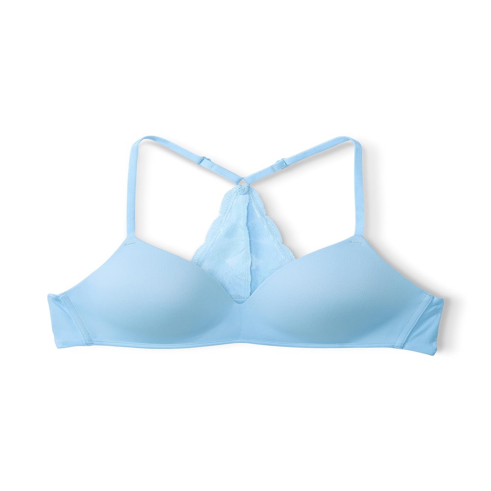 Happy Nation Wireless Lightly Lined Racerback Bra, Blue Topaz, Medium