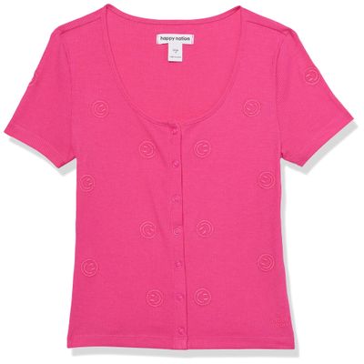 Happy Nation Fitted Ribbed Cardigan, Deep Fuchsia, XL+