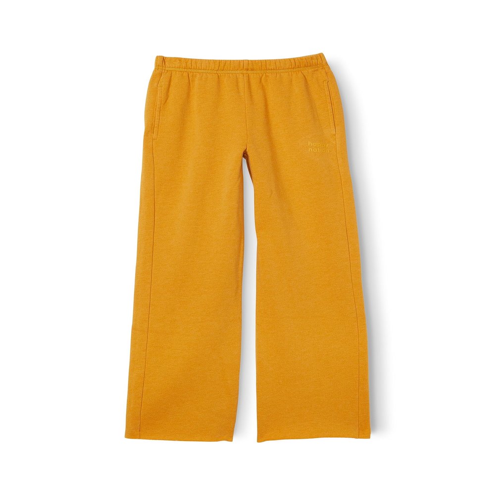 Happy Nation Wide Leg Sweatpants, Marigold, Medium
