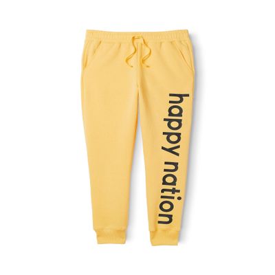 Happy Nation Jogger Fleece Sweatpants, Fresh Yellow, XL