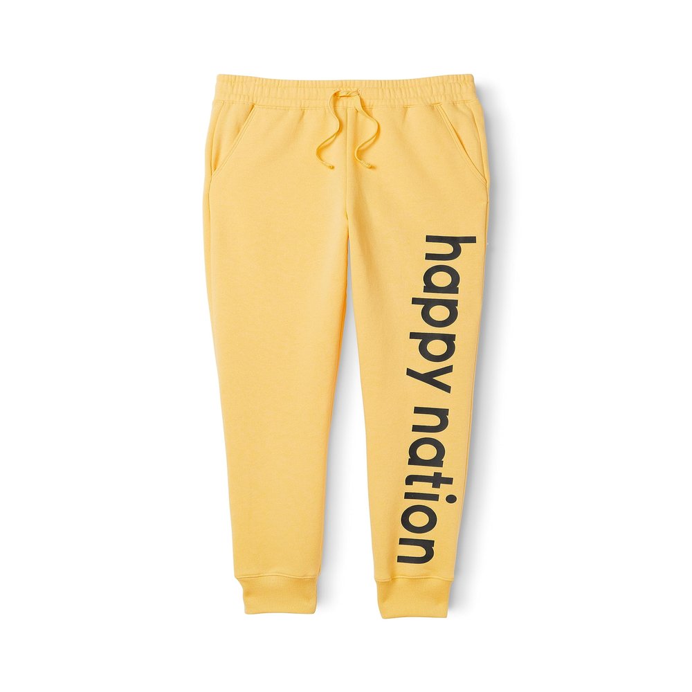 Happy Nation Jogger Fleece Sweatpants, Fresh Yellow, XL