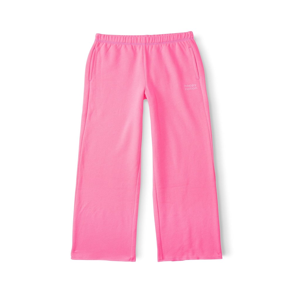 Happy Nation Wide Leg Sweatpants, Pink, Medium