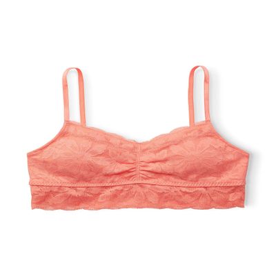 Happy Nation Lace Longline Bralette, Peach Cosmo, Small