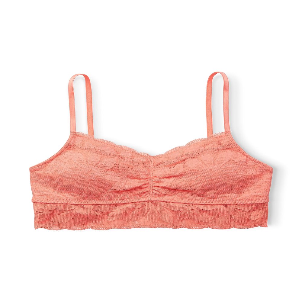 Happy Nation Lace Longline Bralette, Peach Cosmo, Small