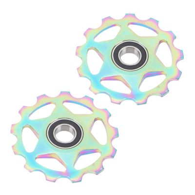 Aatraay 2Pcs Bike Derailleur Pulley Aluminium Alloy Rear Bearing Roller Wheel Component for Road Bike 13T