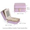 BLUTETE Saffiano Leather Travel Jewelry Box with Mirror | Portable Jewelry Zipper Case | Multi Compartments Jewelry Organizer | Popular Gift Jewelry Box Rings Earrings Nacklaces (Lilac) view 2