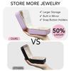 BLUTETE Saffiano Leather Travel Jewelry Box with Mirror | Portable Jewelry Zipper Case | Multi Compartments Jewelry Organizer | Popular Gift Jewelry Box Rings Earrings Nacklaces (Lilac) view 3