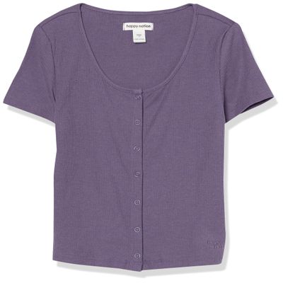 Happy Nation Fitted Ribbed Cardigan, Purple Haze, XL+