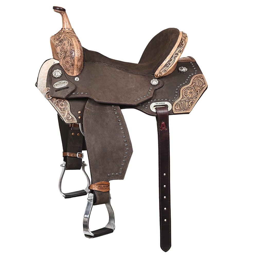 HILASON Western Horse Flex Tree Barrel Trail in American Leather Saddle Brown | for Horses