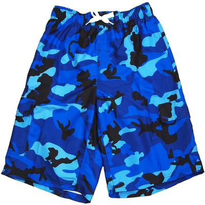 NORTY Big Boys' Swim Trunks - Stylish Bathing Suit for Kids - Swimsuit Shorts with Pockets - Comfortable Board Shorts - Blue Camo - 8