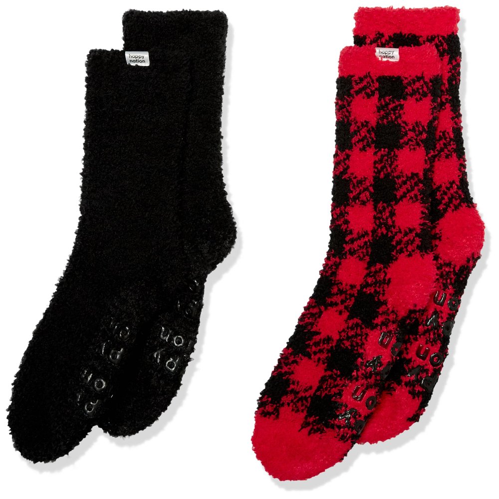 Happy Nation Marshmallow Socks, 2 Pack, Holiday Doodle, L/XL