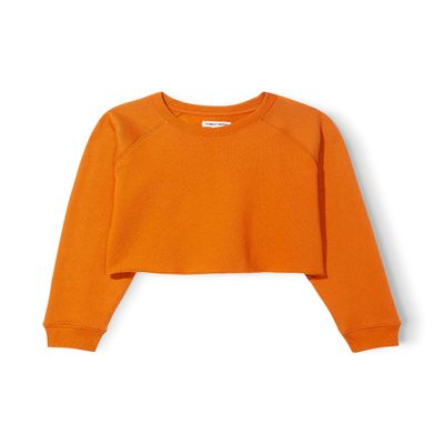 Happy Nation Fleece Crop Crewneck Sweatshirt, Copper Sand, Small+