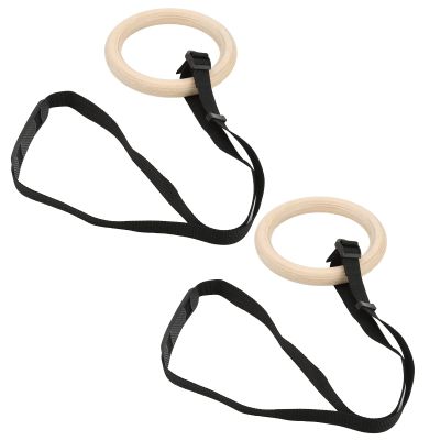 Pull Up Exercise Rings Pull Up Training Rings Wood 1 Pair Wooden Gymnastic Rings With Adjustable Buckle Straps 330Lbs Capacity Pull Up Exercise Rings For Home Gym Workout