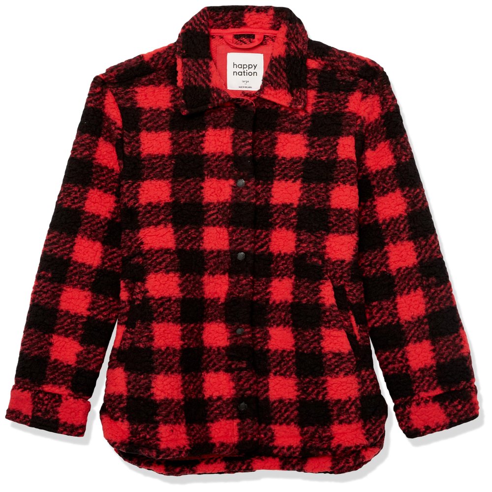 Happy Nation Cozy Jacket, Red Lolli Buffalo Check, XL