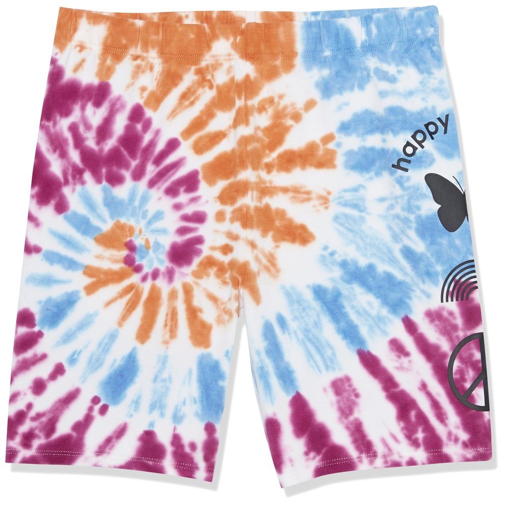 Happy Nation Cotton Biker Shorts, Multicolor Tie Dye, Medium