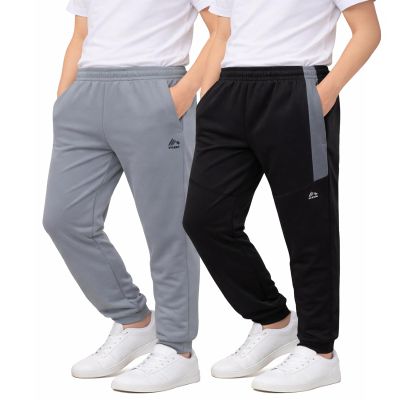 RBX Boys Sweatpants - 2 Pack Performance Tricot Boys Joggers with Elastic Waist & Pockets - Soft Stretch Kids Athletic Pants, Size 10-12, Black/Grey