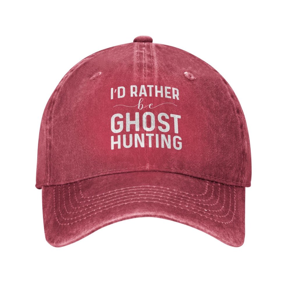 Funny Cap I'd Rather Be Ghost Hunting Hat for Men Baseball Cap Vintage Hats Red