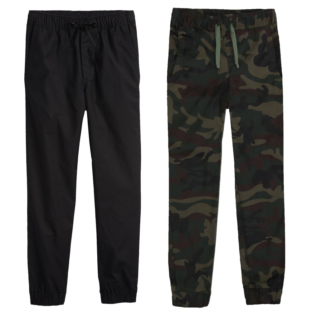 2-Pack Boy's Slim Fitting Cotton Stretch Classic Twill Joggers