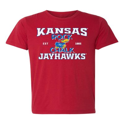 CornBorn Kansas Jayhawks Apparel Men Shirt - Premium Tri-Blend Rock Chalk Jayhawks - Red - XL
