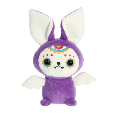 Aurora Spooky Halloween Bonita Sugar Skull Bat Stuffed Animal - Boo-Tiful Decor - Trick-or-Treat Fun - Purple 8 Inches