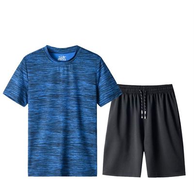 Short Sets for Men 2 Piece Casual Summer Outfits Running Gym Workout Sets Short Sleeve Tee Shirts Big and Tall Shorts Blue