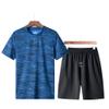Short Sets for Men 2 Piece Casual Summer Outfits Running Gym Workout Sets Short Sleeve Tee Shirts Big and Tall Shorts Blue view 2