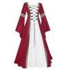 NATHGAM Halloween Womens Maxi Dresses Casual Renaissance Costumes Pirate Peasant Dresses Vintage Medieval Floor Dresses Wine view 1
