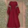 NATHGAM Halloween Womens Maxi Dresses Casual Renaissance Costumes Pirate Peasant Dresses Vintage Medieval Floor Dresses Wine view 3