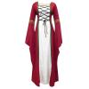 NATHGAM Halloween Womens Maxi Dresses Casual Renaissance Costumes Pirate Peasant Dresses Vintage Medieval Floor Dresses Wine view 4