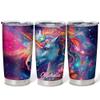 Hyturtle Personalized Gifts Unicorn Lover - Unicorn With Floral Printed Custom Name Stainless Steel Tumbler 20 oz With Lid - Idea Cute Animals Lover Gifts For Women, Girl, Kids On Birthday, Christmas view 1